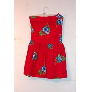 Strapless floral mini dress